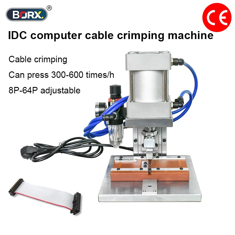 

BORX 8p-64p Pneumatic Pressing Machine, 40P/50P/60P IDC 300-600pcs/h For FC Ash White Cable Product Crimping Cable Crimper
