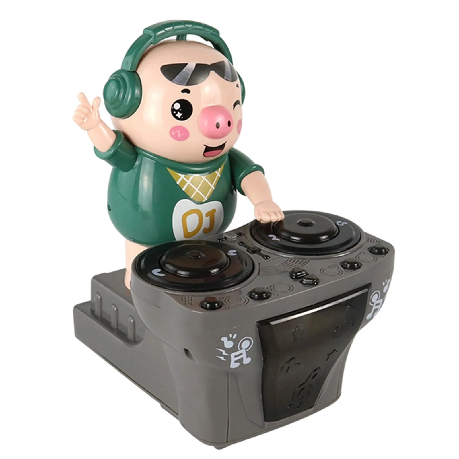 Little DJ หมูเพลงของเล่นอิเล็กทรอนิกส์เต้นรำ Piggy ตุ๊กตาไฟสีสันสดใสสำหรับเด็กทารก