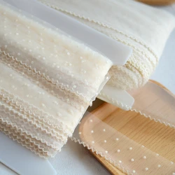 2Meters 4cm wide Beige White Dot Net Cloth Lace Trim Dress Hem Decoration Material Children's Clothing Accessories Lace Ribbon