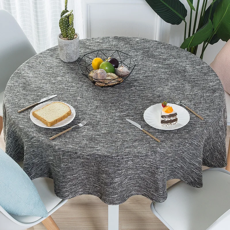 Round Table Waterproof Oil TableclothModern Round Tablecloth Dining Table Cushion Simple Table Cloth Household Solid Color