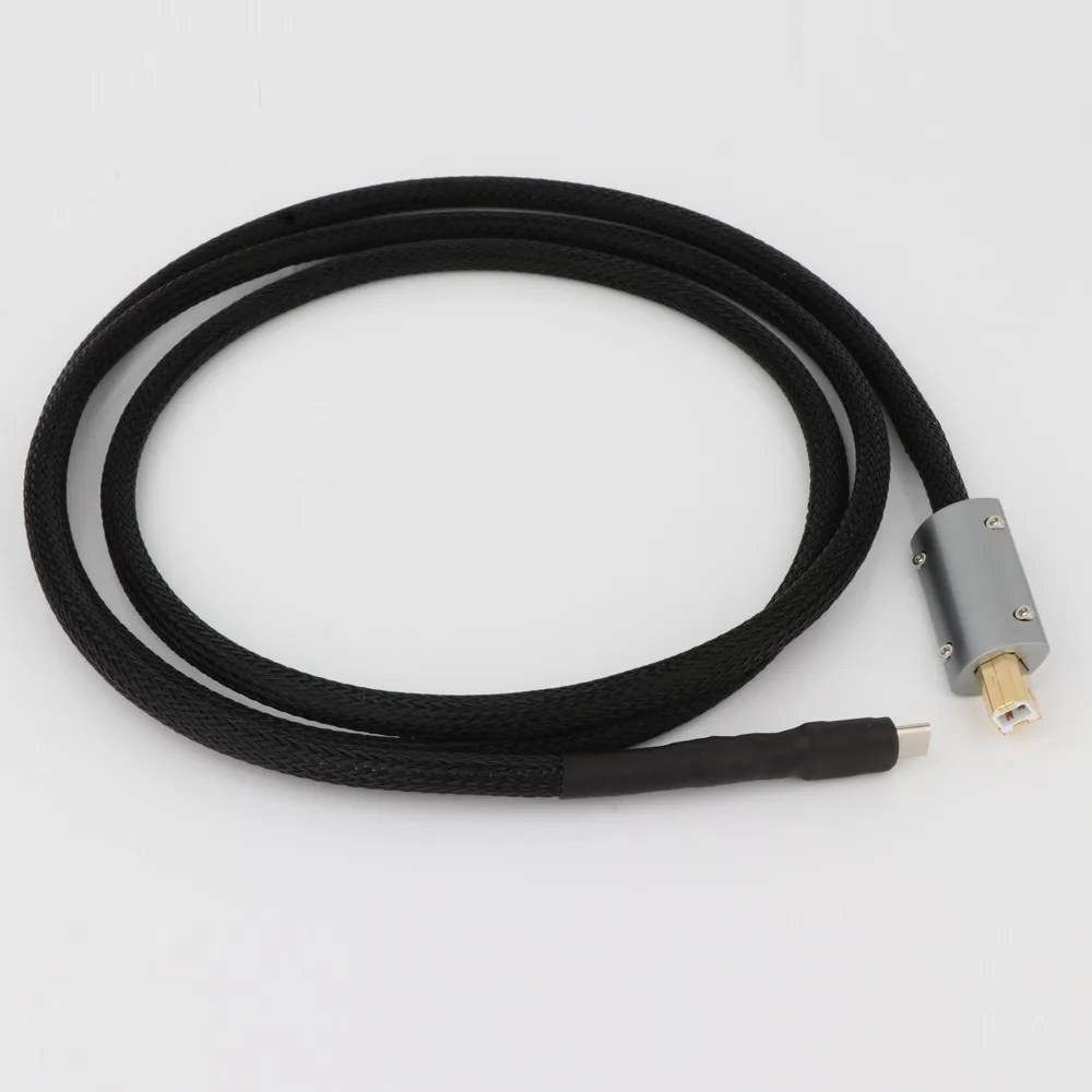 كابل Monosaudio Premium Audiophile USB Type-C إلى USB-B كابل HiFi DAC مطلي بالفضة OFC موصلات مطلية بالذهب والإسكان المعدني