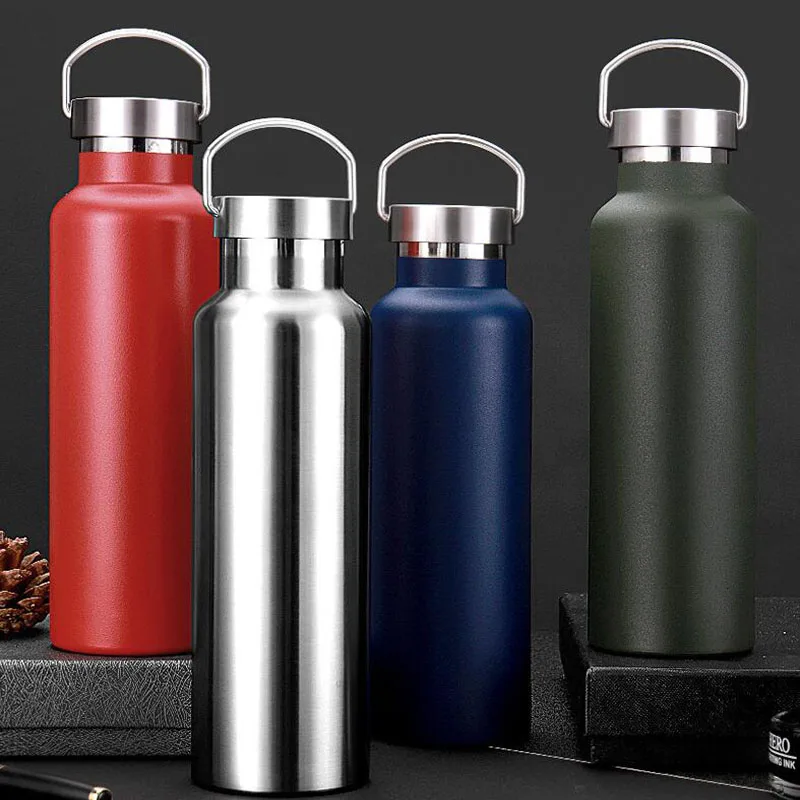 600ml Large Capacity Sports Water Bottle Portable Design Stainless Steel Thermos Bottle Vacuum Flasks