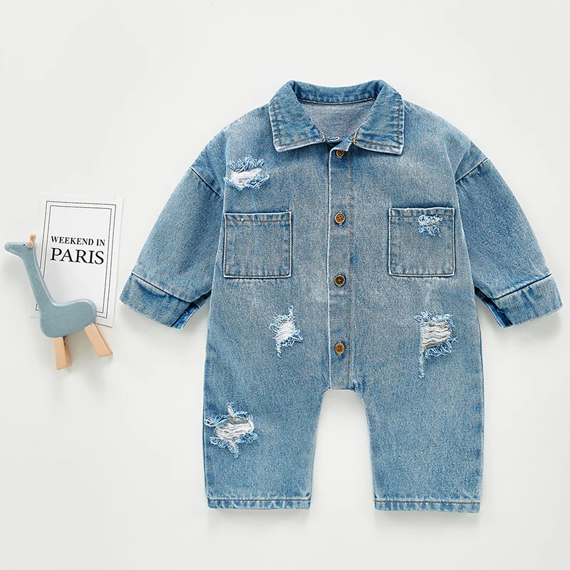 Newborn Baby Clothes Baby Girl Clothes Outfits Baby Boys Rompers Kid Cotton Flexible Hole Denim Costume Girls Infant Jumpsuit