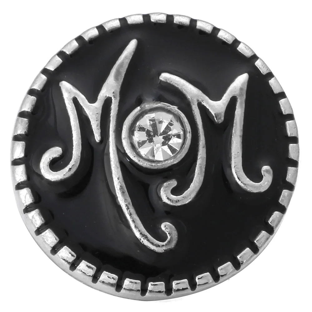 5pcs/lot Wholesale Snap Button Jewelry Mixed Black Metal 18mm Snaps with Rhinestone Button for 18mm Snap Bracelets Bangles