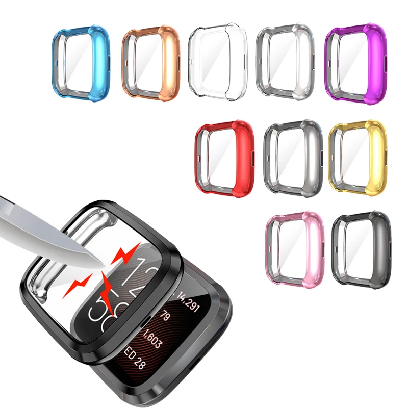 ปกคลุม Electroplate ป้องกันหน้าจอ TPU นุ่มสำหรับ Fitbit Versa 2/Versa2 SE Smartwatch ป้องกัน Shell
