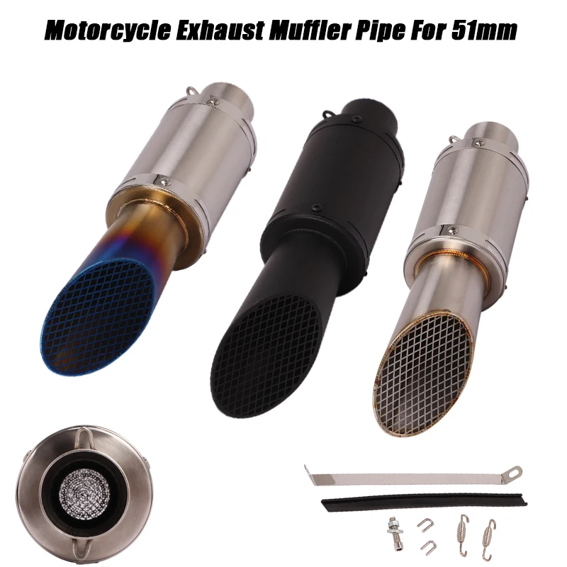 

Exhaust Vent Tubes Catalytic muffler Stainless Motorcycle Tail Exhaust Silencer Pipe Baffler System Silp on 38-51mm