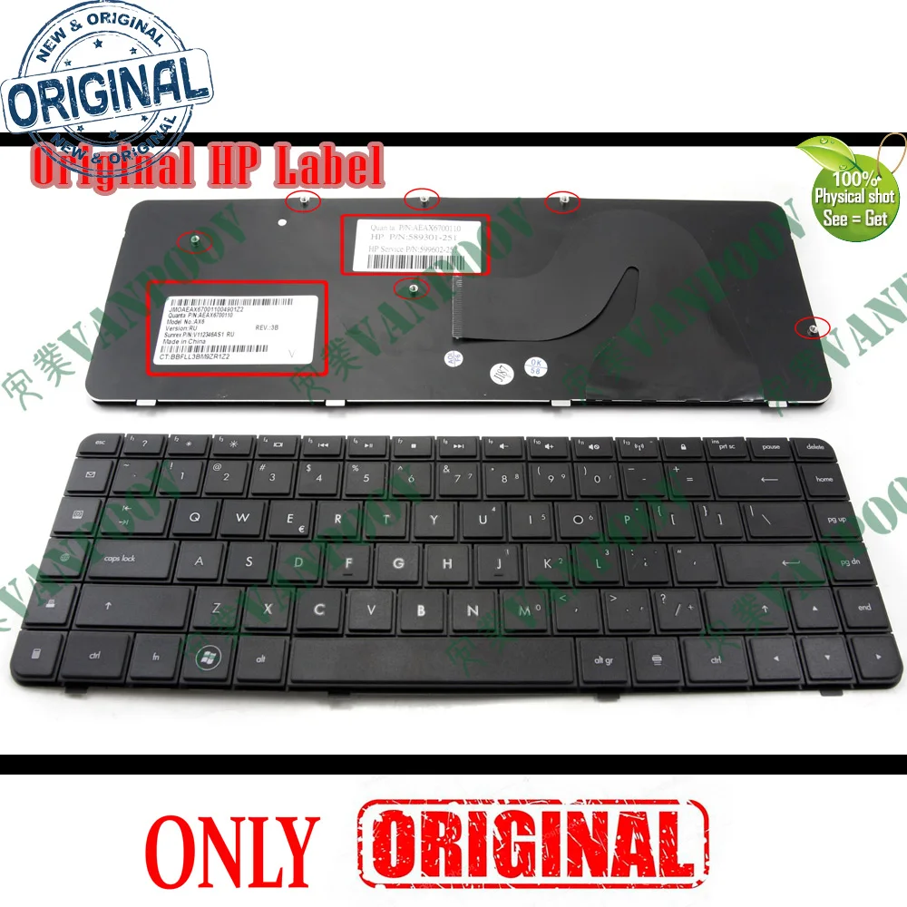 100% Genuine New US Notebook Laptop Keyboard for HP Compaq Presario CQ56 CQ62 -100 -200 Pavilion G56 G62 Black - 9Z.N4SSQ.001