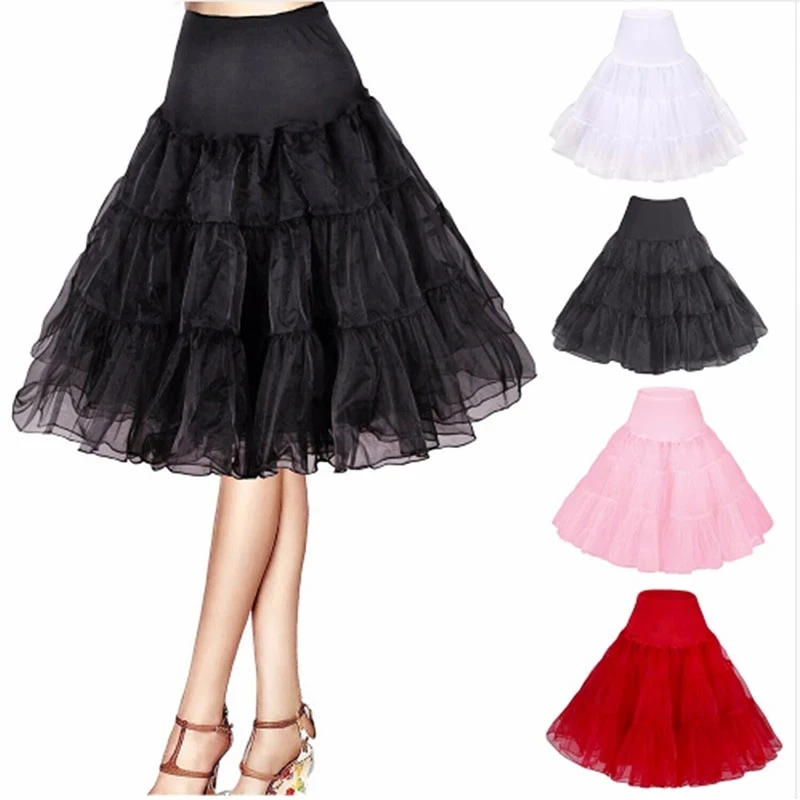 Enagua de Organza corta de crinolina para Halloween, enagua nupcial Vintage para vestidos de novia, debajo de la falda, tutú Rockabilly