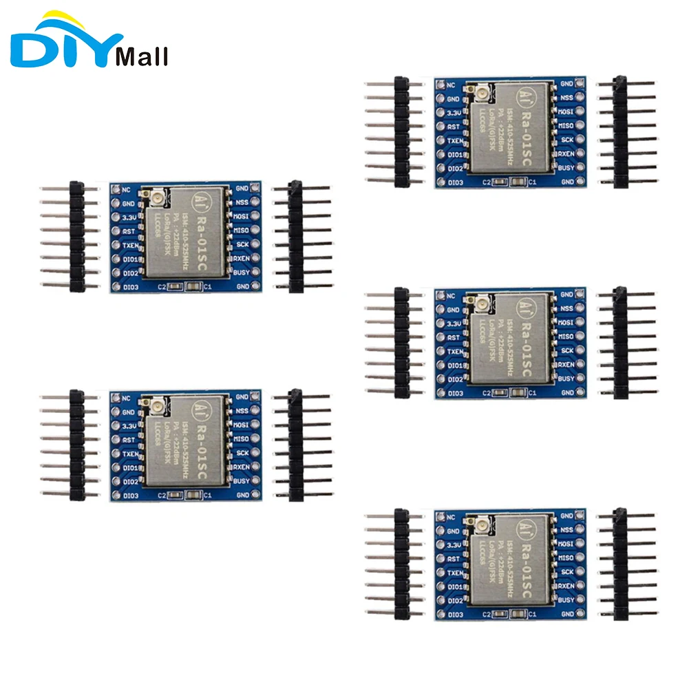 5pcs Ra-01SC LoRa 433MHz Breakout Board con Antenna basata sull'interfaccia dell'antenna LLCC68 3.3V IPEX