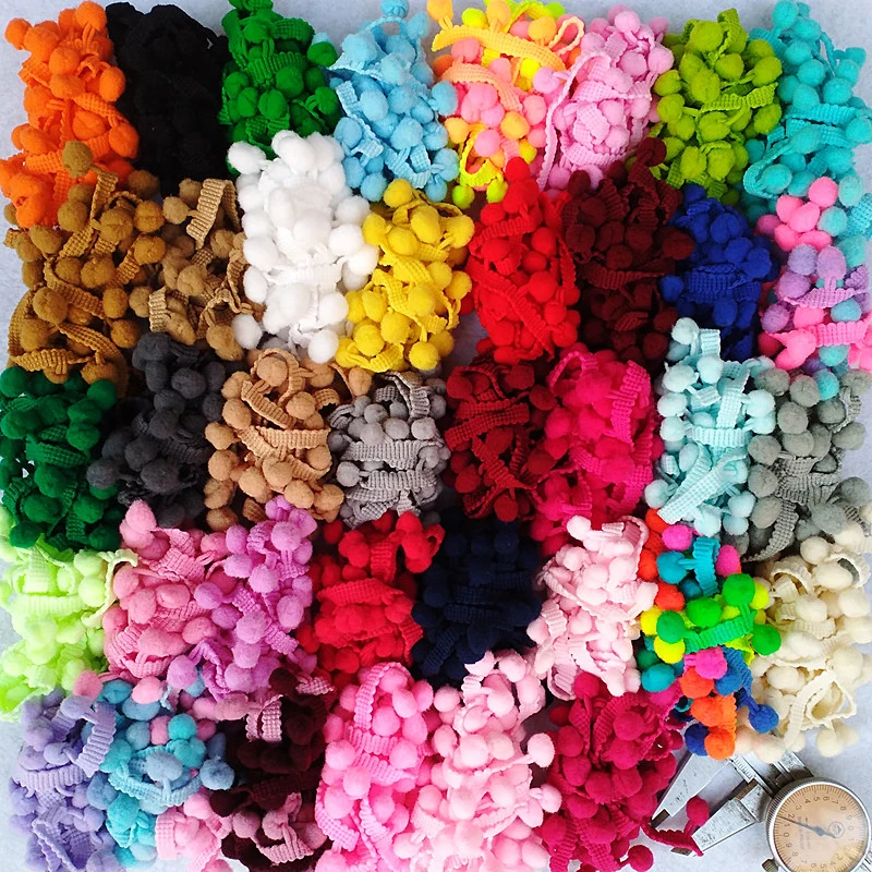 5Yards Pom Pom Trim Ball 12mm MINI Pearl Pompom Fringe Ribbon Sewing Lace Kintted Fabric Handmade DIY Craft Accessories