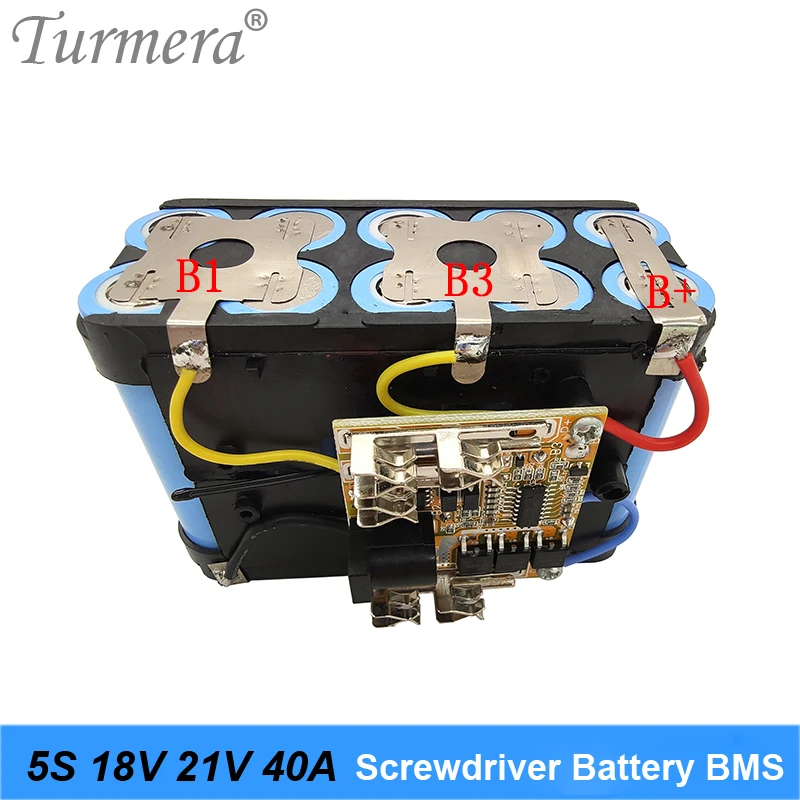 Turmera 5S 18V 21V 40A BMS Lithium Battery Board with Balance for 21V 18V Screwdriver Shurik and Vacuum Cleaner Battery Pack Use