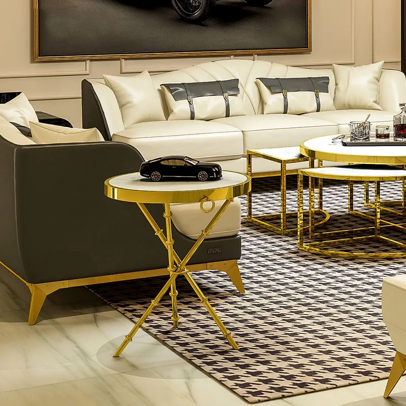 

Современный минималистичный дизайнерский круглый журнальный столик для дивана, металлический угловой столик