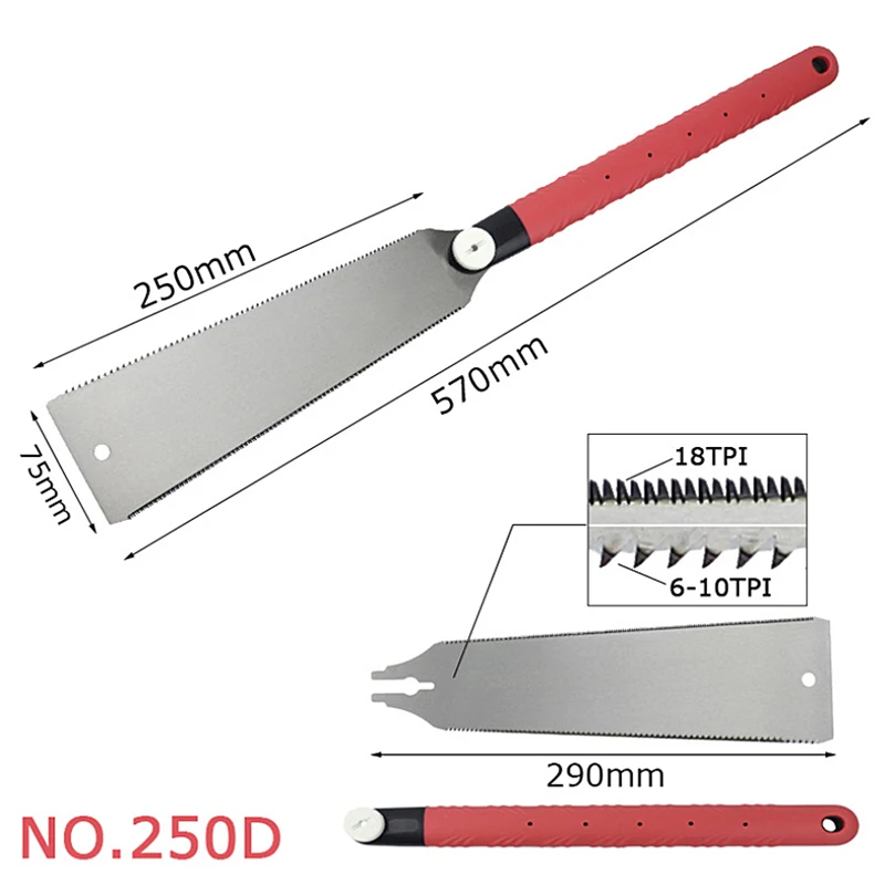 Folding Saw Japanese Double Edge Hand Saw HRC Wood Cutter Pull Saw 570mm Dry Wood Pruning Saw With Hard Teeth Woodworking Tools