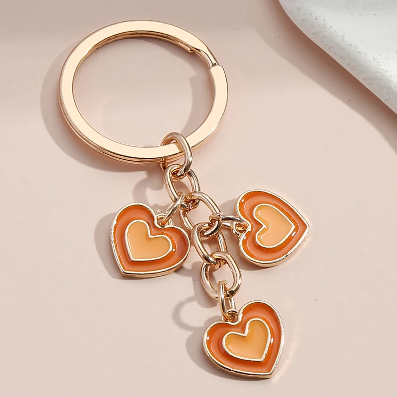 Lovely Colorful Heart Keychain Love Key Ring Valentine's Day Gift Key Chains For Women Girls Handbag Accessorie Car Keys Jewelry