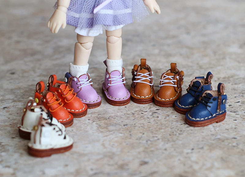 OB11 Doll Shoes Fashion Cowhide Boots Shoes for GSC, YMY, Obitsu 11, 1/12bjd Doll Accessories