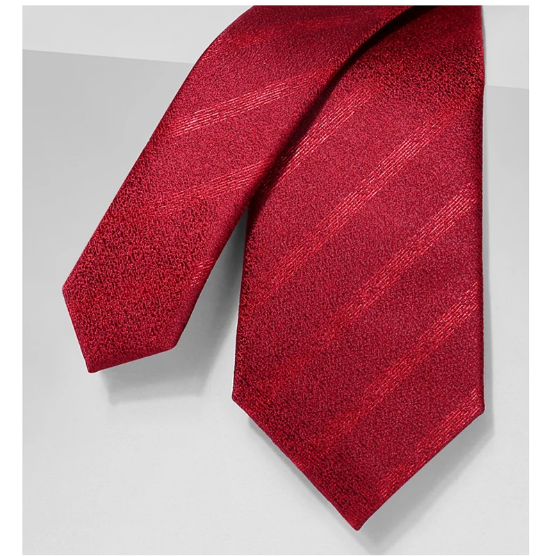 Luxury Red Striped Tie For Men Brand Designer 7 CM Wedding Business Dress Suit Silk Polyester Male Necktie With Gift Box