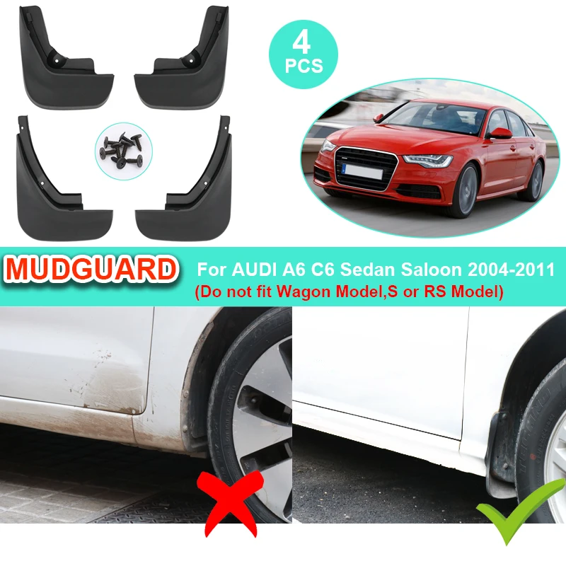 Car Mudflap For AUDI A6 C6 Sedan Saloon 2004-2011 Flap Fender Mud Guard Splash Flaps Mudguard Protector 2010 2009 2008 2007 2006