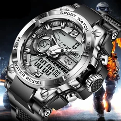 Relogio masculino lige sport männer quarz digitaluhr kreative tauch uhren männer wasserdichte alarm uhr dual display uhr