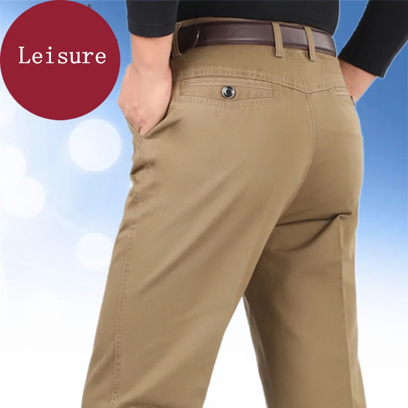 MRMT-Pantalones rectos de algodón para hombre, pantalones largos informales de mediana edad, 2024