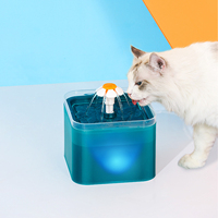 2L Fountain for Cats with LED Light Automatic Pet Water Dispenser 2 Cotton Filter Pet Slow Water Feeder Drinking for Small Dogs