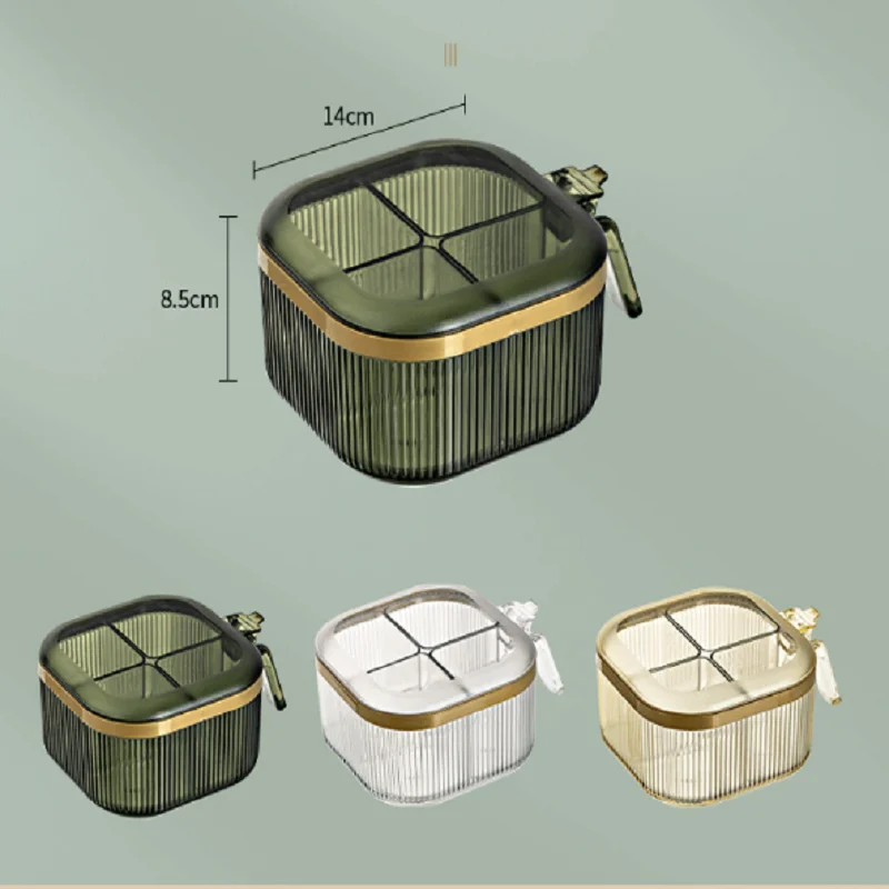 

Seasoning Box Household Kitchen Integrated Multi Grid Tank Set Containing Salt And Monosodium Glutamate Glass Sealed