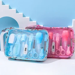 Kit de cuidado para recién nacidos, Kit de cuidado para el cabello de las uñas, termómetro, cepillo de aseo, cortaúñas, tijera multifunción, artículos de tocador para niños, 6/7/8/9 uds./set