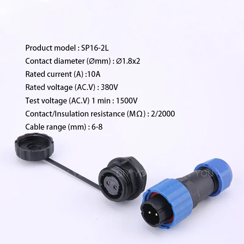 SP16 IP68 Waterproof Connector Male Plug & Female Socket 2/3/4/5/6/7/8/9 Pin Panel Mount Wire Cable Connector Aviation Plug