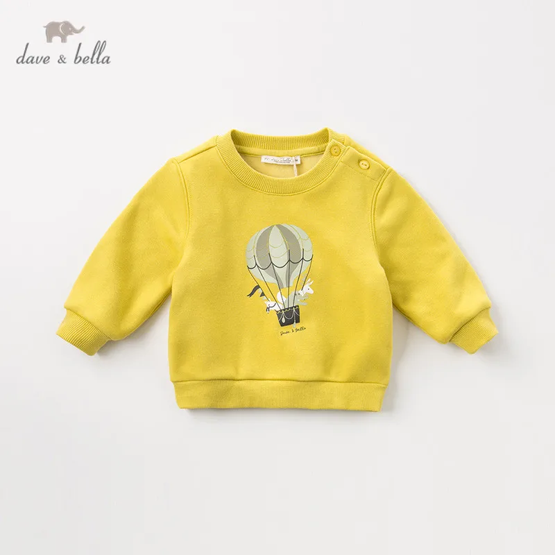 DB11454 dave bella winter baby boys print pullover children long sleeve t-shirt infant toddler pullover tops tees