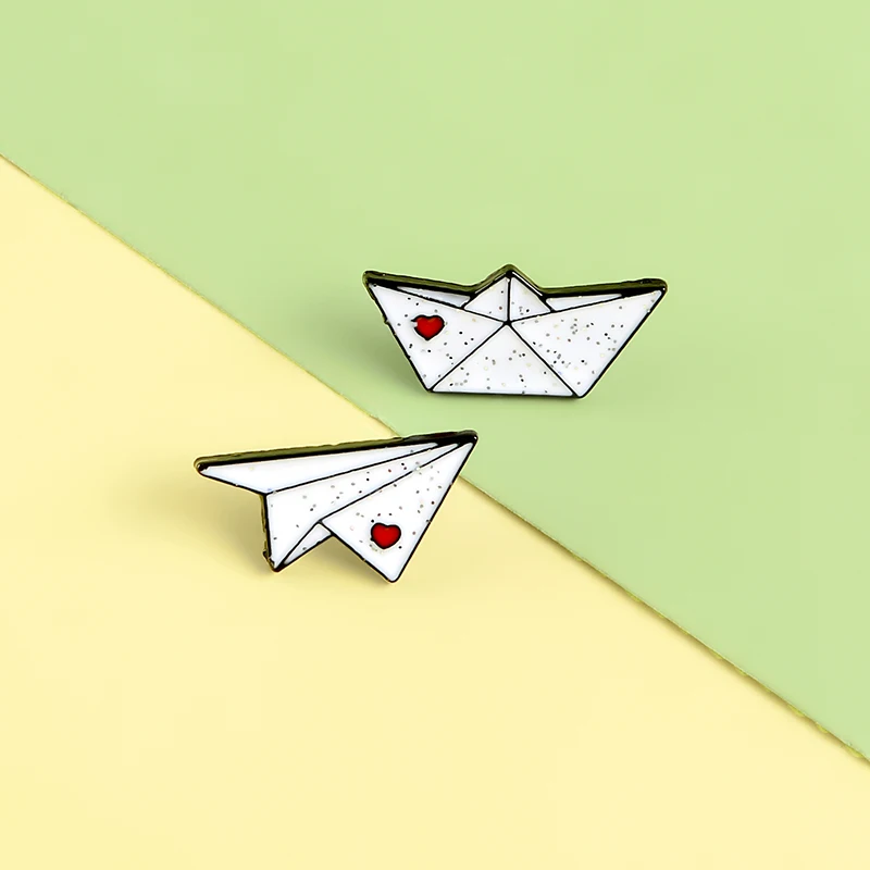 Cartoon Couple Pins Aircraft Boat Love Enamel Pins Love Letter Cute Brooches Badges Clothes Lapel Pins Jewelry Gift For Friends