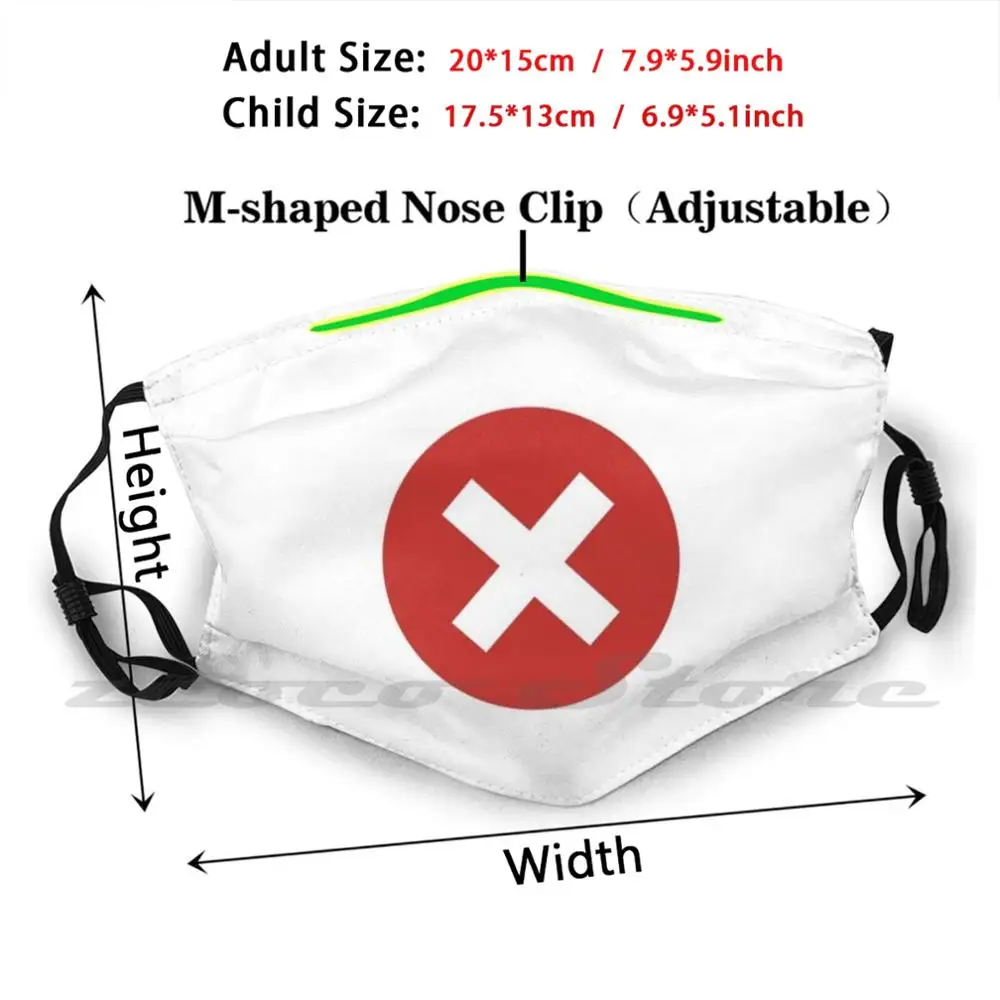 Cross In A Circle Custom Pattern Washable Filter Pm2.5 Adult Kids Mask Cross Red No Entry Cross In A Circle