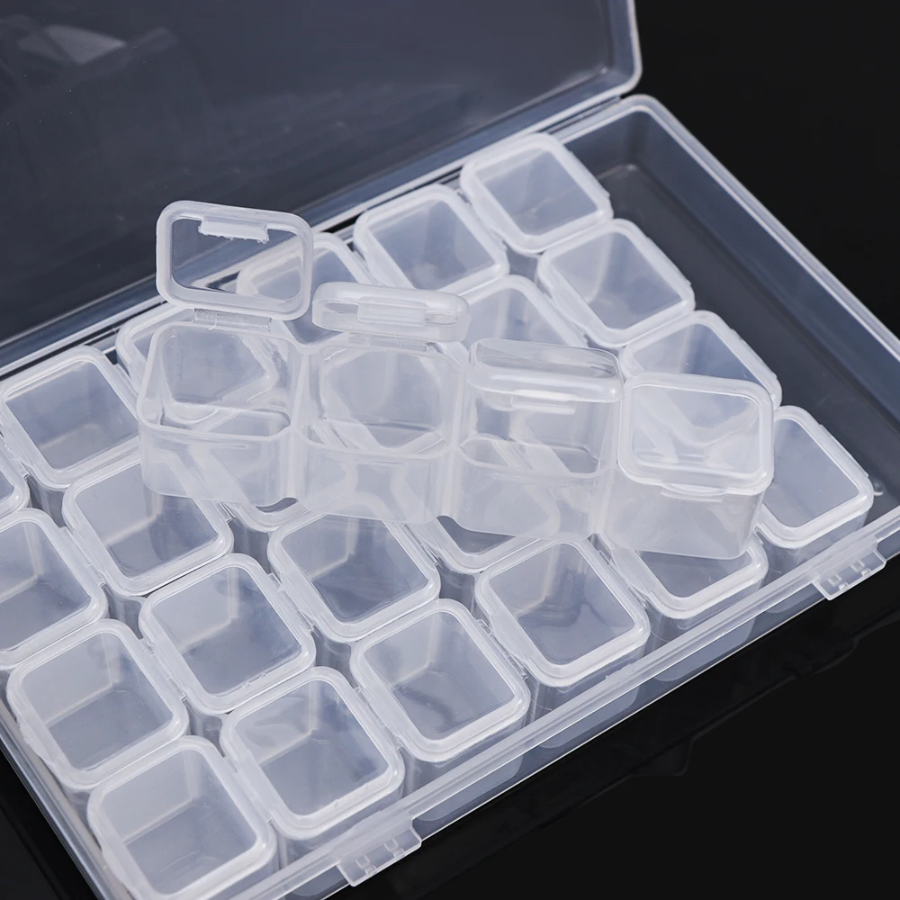 12 Slots Empty Nail Storage Box Multiple Size Rhinestones Alloy Parts Clear Organizer Case For Storage Beads Jewelry Boxes