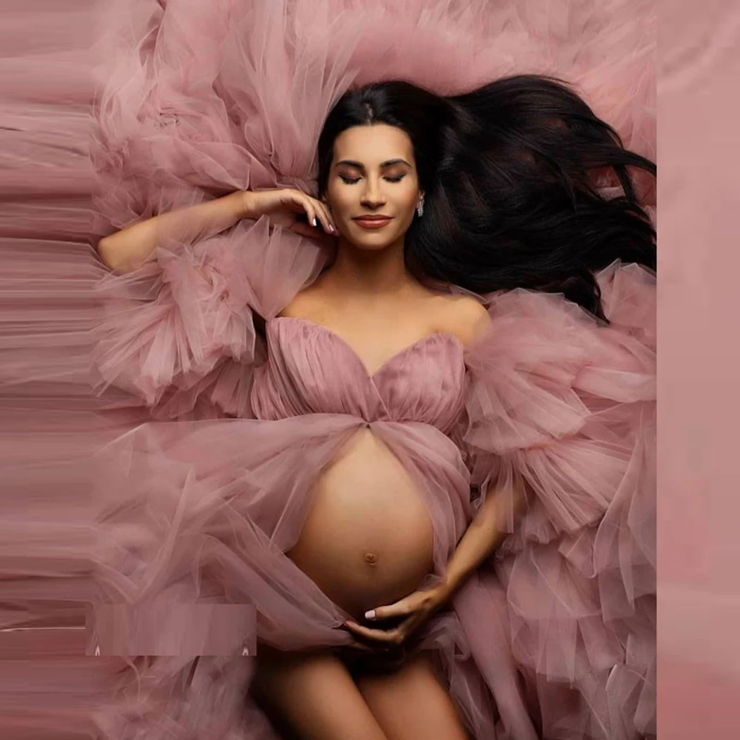 Vestidos de graduación únicos, batas sexis con hombros descubiertos para sesión de fotos o Baby Shower, batas de maternidad hechas a medida, bata esponjosa para sesión de fotos