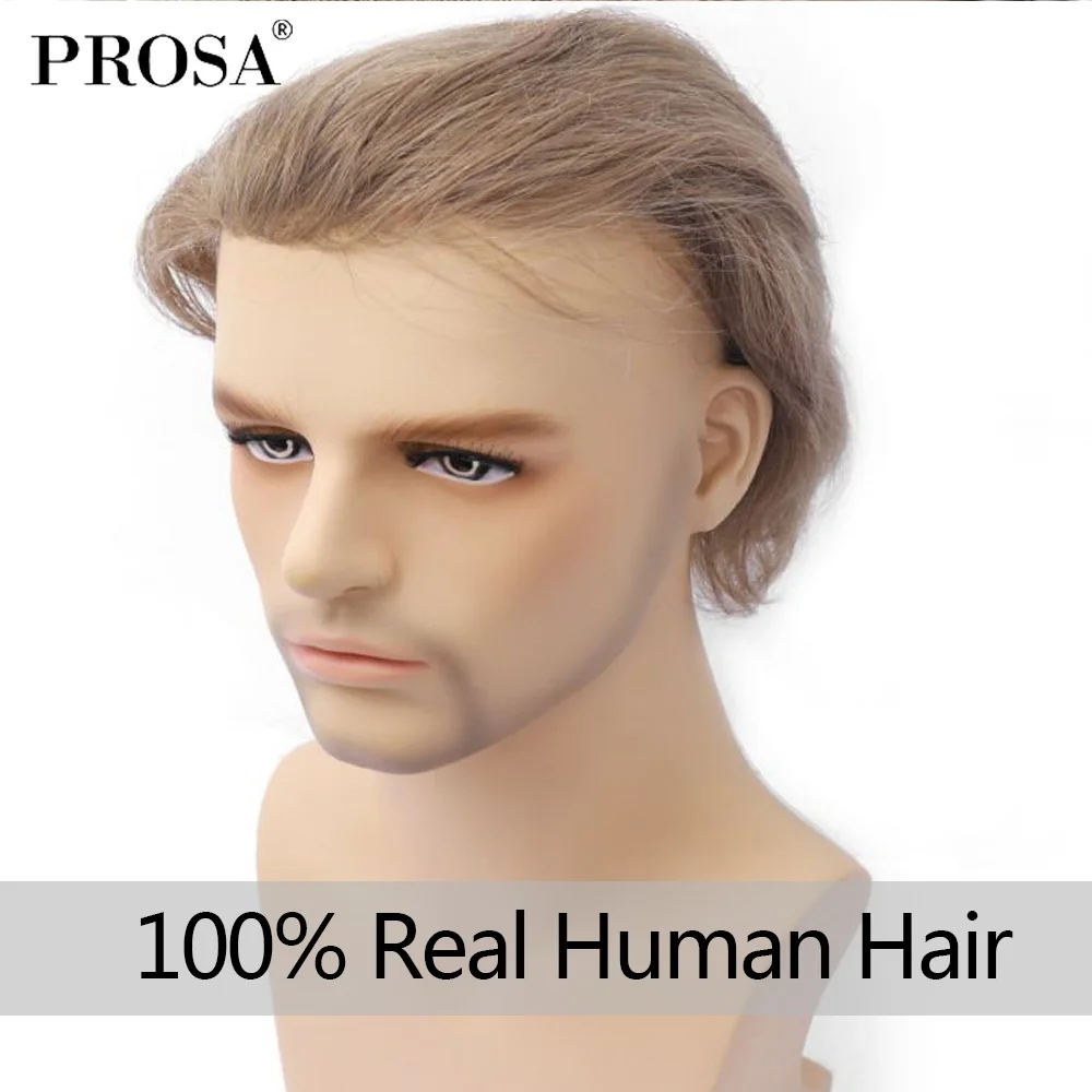 Natural do sexo masculino peruca homem do cabelo humano real sistema de cabelo humano para homens moda