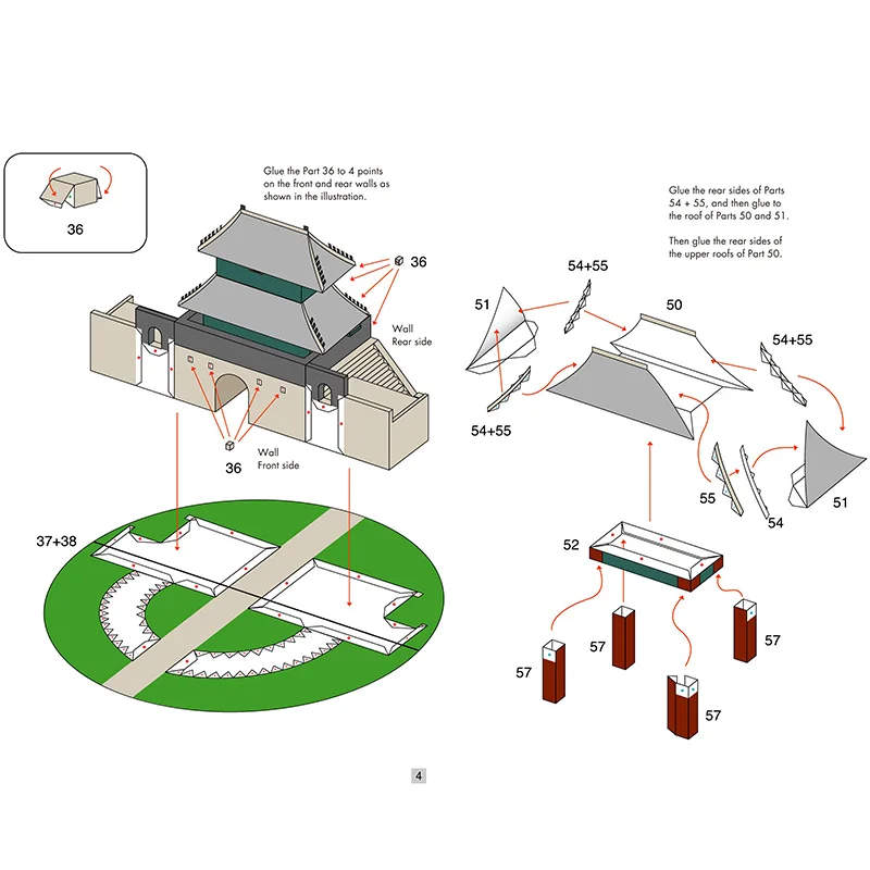 Korea Hwaseong forteca Mini 3D Model papieru dom Papercraft sztuka DIY Origami budynku nastolatki dorosłych ręcznie zabawki wykonane ręcznie QD-177