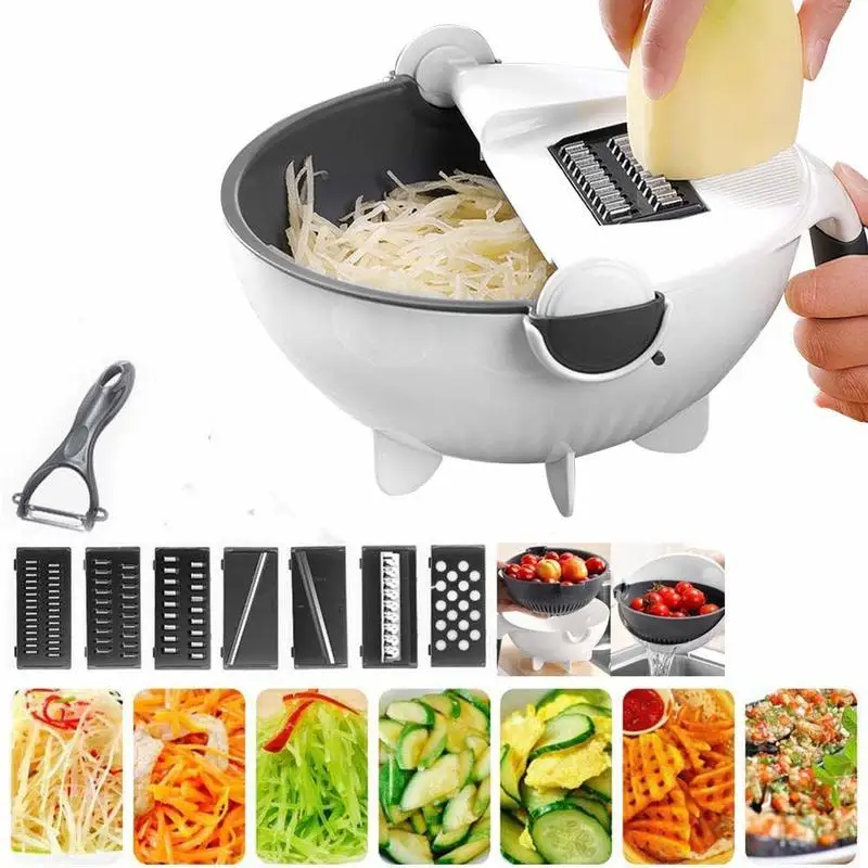 Yooap Multifunctional vegetable cutter potato slicer grater manual kitchen artifact nine-in-one kitchen vegetable drainer