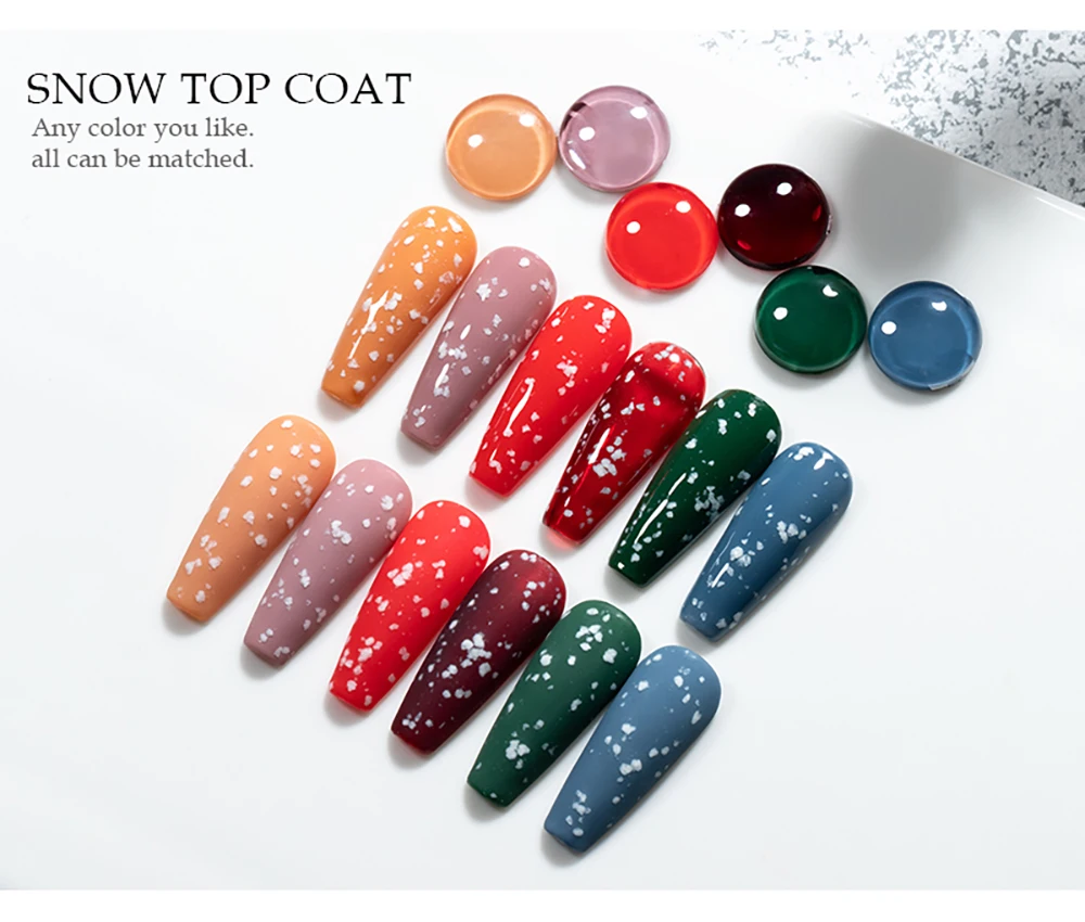 Vendeeni 15ml Schneeflocken-Top-Coat für Gel-Nagellack, Weihnachtsfeier Gel-Lack, Winter-Schnee UV Soak-Off Nail Art Primer Gel – Detail 8