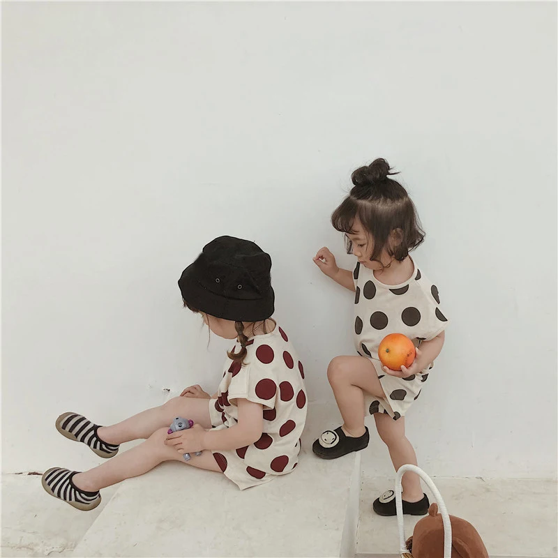 

2023 New Children Clothing Set Summer Cotton Dot Short Sleeve T-Shirt + Shorts 2pcs Casual Girl Clothes Set Children's Clothes