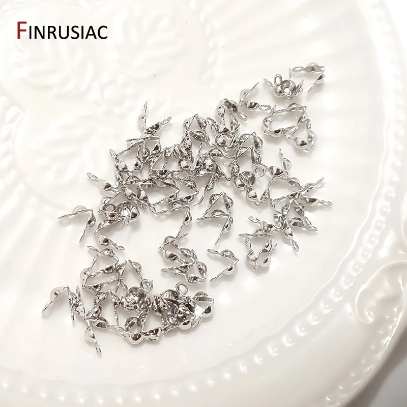 3mm/4mm Calotte Crimp Bead Tip Knot Cover 14K Gold Plated Connector Clip Clasp Fittings Component Double-Cup Bead Tips Wholesale