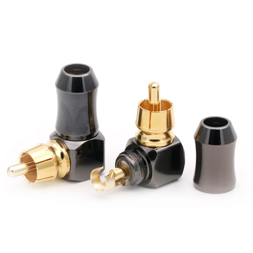 8PCS RCA Connector, RCA Right Angle HIFI Terminals, High Quality Gold Plated, Supporting up to 6.5mm Cable