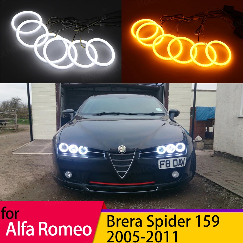 Super Bright Switchback Day Light 6pcs Dual Color Cotton LED Angel Eyes Rings Kit For Alfa Romeo Brera Spider 159 2005-2011