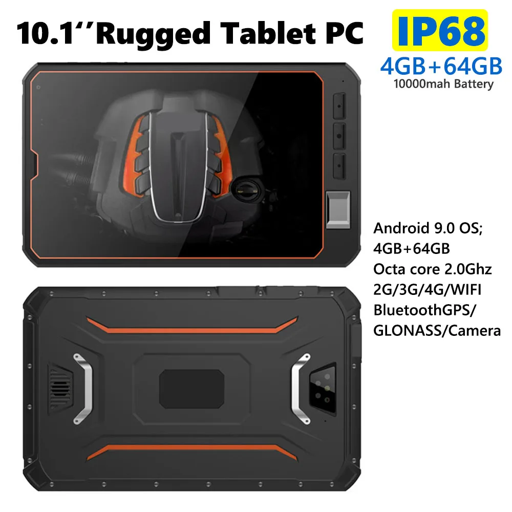 

IP68 Rugged Tablet Computer PDAs Android Tablet Rugged Industrial 10.1 Inch Rugged Tablet Barcode Scanner NFC Fingerprint