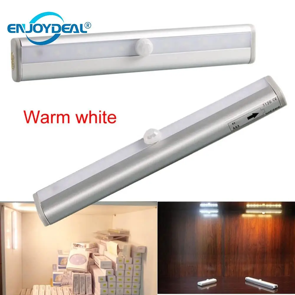 Wireless LED Motion Sensor Wardrobe Light Energy Saving10 LED Magnetic Closet Cabinet Light Wall Lamp Battery Powered