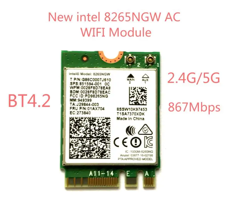 

Новый беспроводной сетевой адаптер Intel 8265NGW AC 867M двухдиапазонный 4,2 Bluetooth NGFF