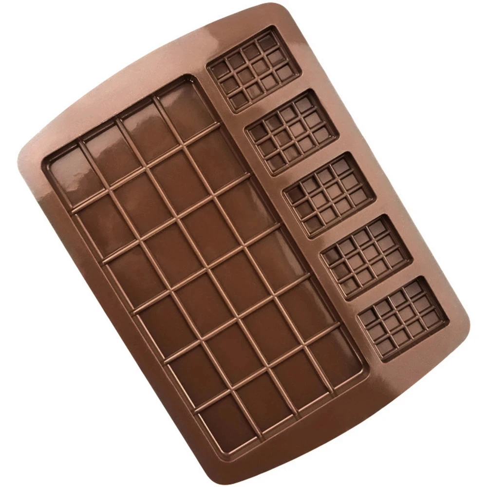 2 Size Silicone Mold Waffle Chocolate Mold Fondant Patisserie Candy Bar Mould Cake Mode Decoration Kitchen Baking Accessories