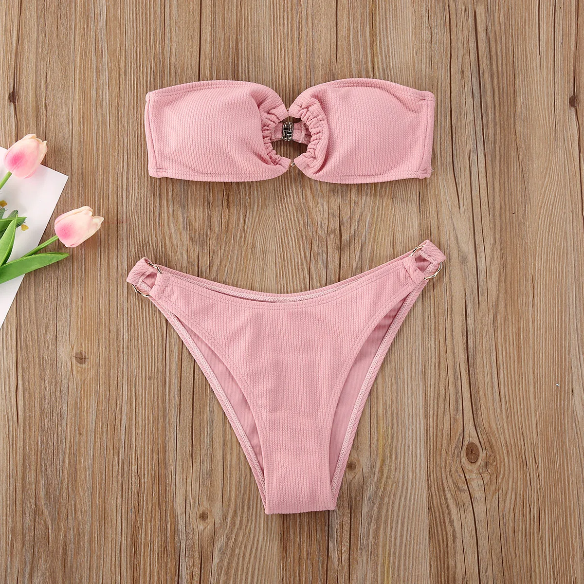 2020 Summer Hot New Womens Sexy Strapless Bikini Sets Ladies Solid Push Up Tube top Bikinis Beachwear Swimwear Bathing Suit