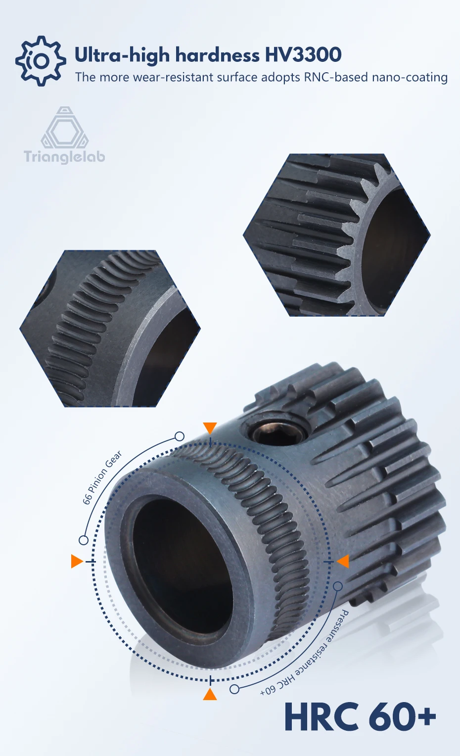 Trianglelab 1,75MM RNC Nano-beschichtetes ID 8mm Antriebszahnrad-Kit, Doppelantriebszahnrad für Orbiter Extruder V1.5 Bowden Extruder Kit – Detail 3