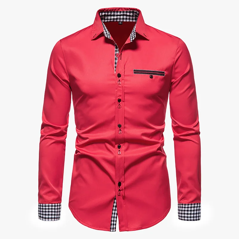 Fashion Hit Color Plaid Cowboy Shirt Men 2023 Brand Slim Fit Long Sleeve Mens Dress Shirts Business Casual Chemise Homme XXL