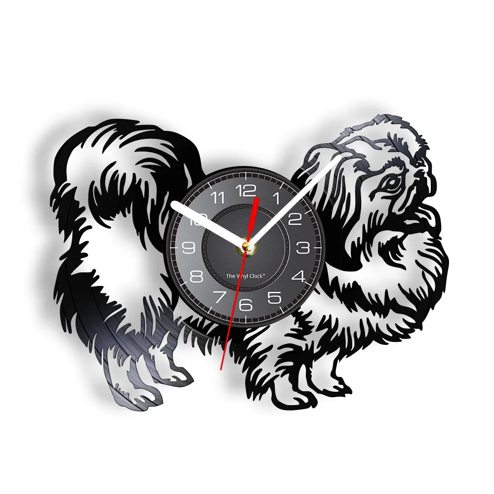 Shih Tzu pekingese Pug Vinyl Album Record Clock Silent Wall Watch Puppy Pet Owners Home Decor Chrysanthemum Breed Crafts Clock