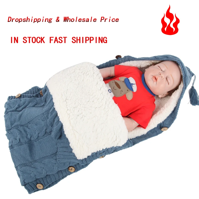 Warm Thick Knitted Baby Robes Sleeping Bag Cute Winter Baby Clothing Sleepwear For Girls Boys Sleeper 0-12 months