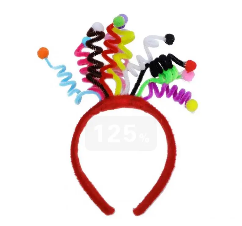 Rainbow Springs Headband Party Headwear Decoration Adults Kids Colorful Adjustable Stripes Hair Band Birthday Funny Hoop 100pcs